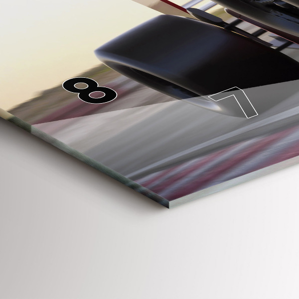 Horizontální hodiny na skle Sportovní závodní vůz