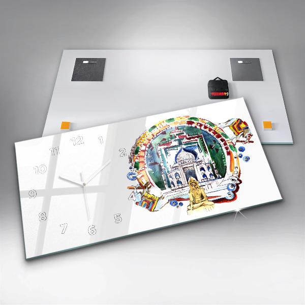 Horizontální hodiny na skle Malba Buddhy v chrámu