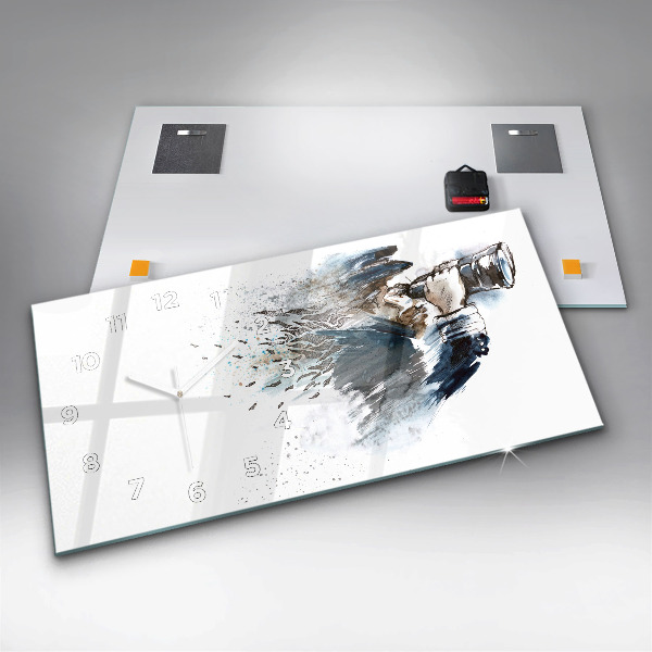 Horizontální hodiny na skle Kapitán lodi s dalekohledem