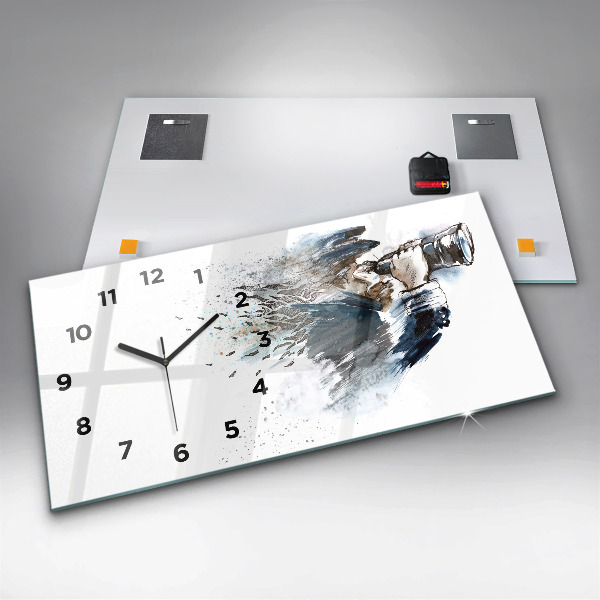 Horizontální hodiny na skle Kapitán lodi s dalekohledem