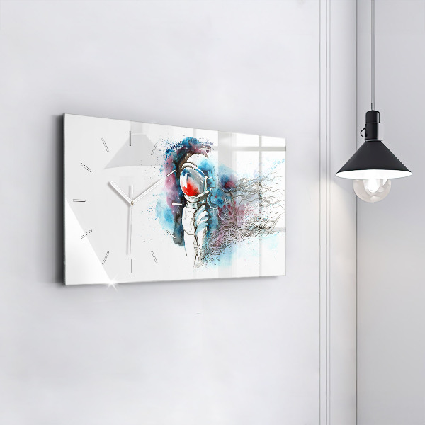 Horizontální hodiny na skle Abstraktní astronaut