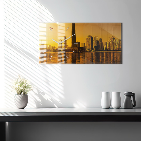 Horizontální hodiny na skle Řeka Ču-ťiang Čína