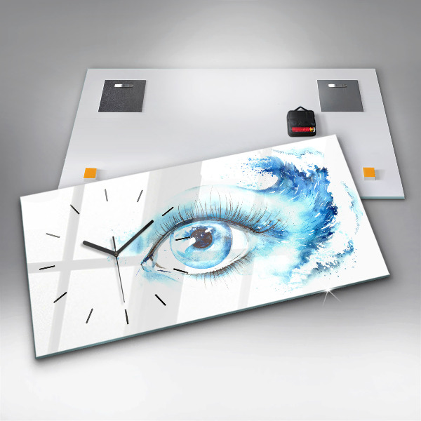 Horizontální hodiny na skle Mořské oko