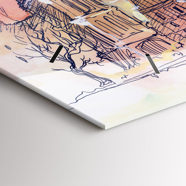 Horizontální hodiny na skle Malovaná krajina Paříže