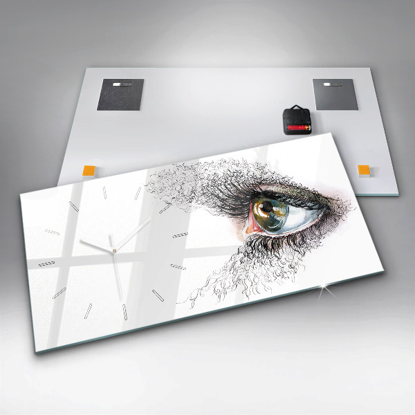 Horizontální hodiny na skle Kresba lidského oka
