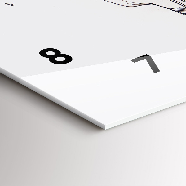 Horizontální hodiny na skle Kresba milostného polibku