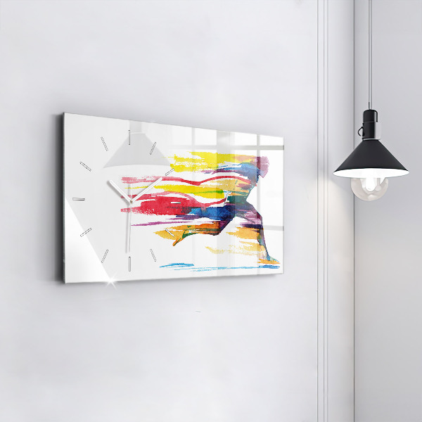 Horizontální hodiny na skle Ilustrace běžce