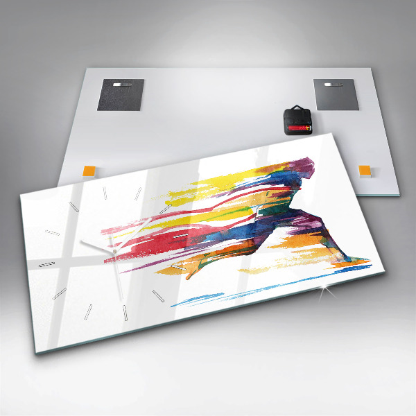 Horizontální hodiny na skle Ilustrace běžce