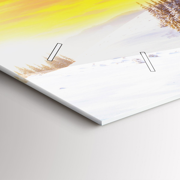 Horizontální hodiny na skle Zimní horská krajina