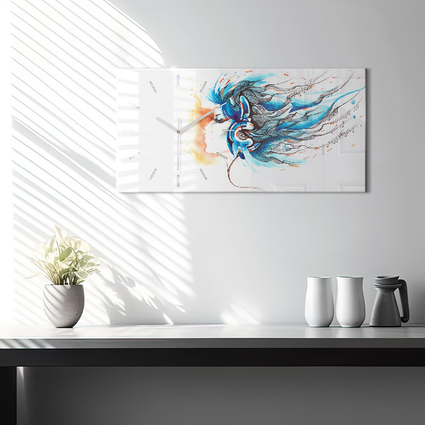 Horizontální hodiny na skle Ilustrace sluchátek