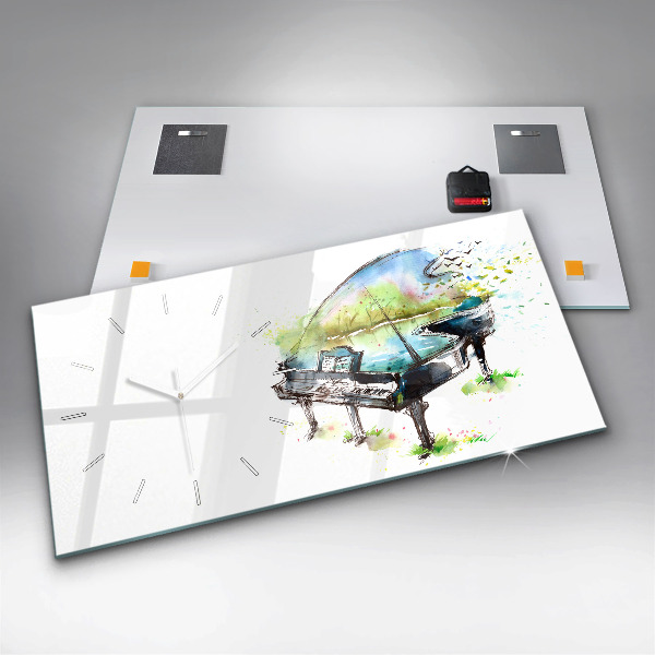 Horizontální hodiny na skle Ilustrace 4 ročních období