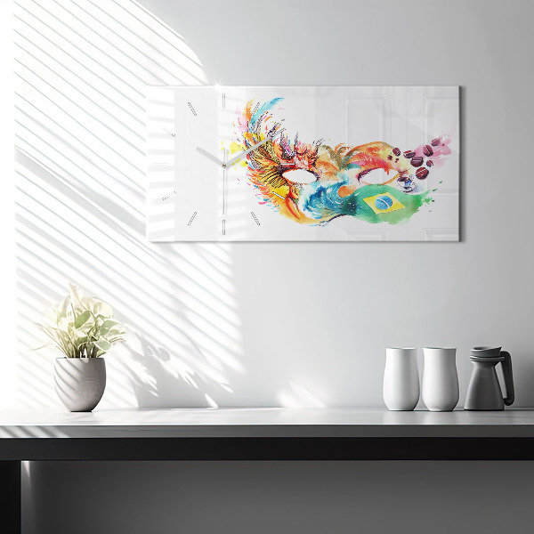 Horizontální hodiny na skle Kultura - Vlajka Brazílie