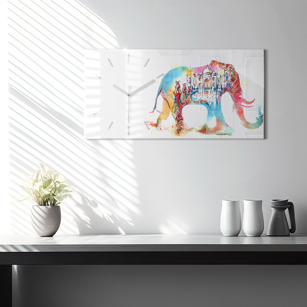 Horizontální hodiny na skle Kultura Indie