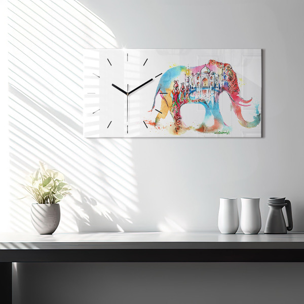 Horizontální hodiny na skle Kultura Indie