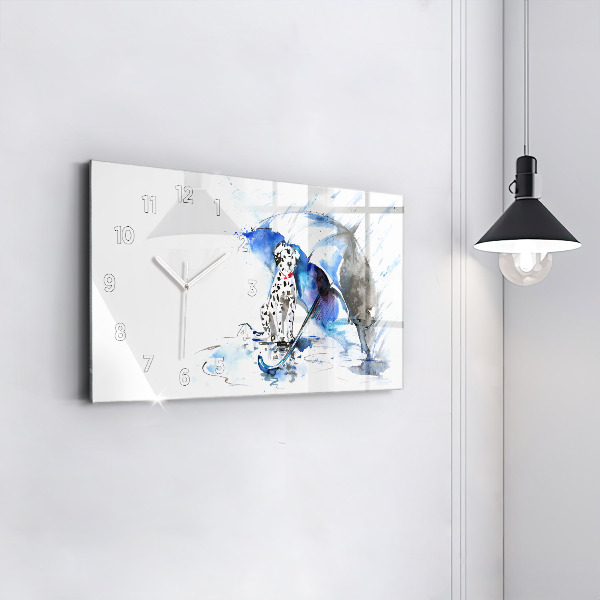 Horizontální hodiny na skle Dalmatin a deštník