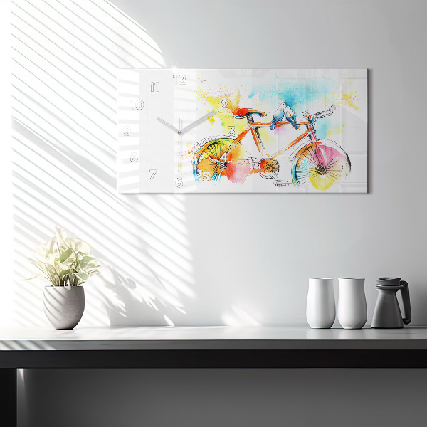 Horizontální hodiny na skle Malované kolo