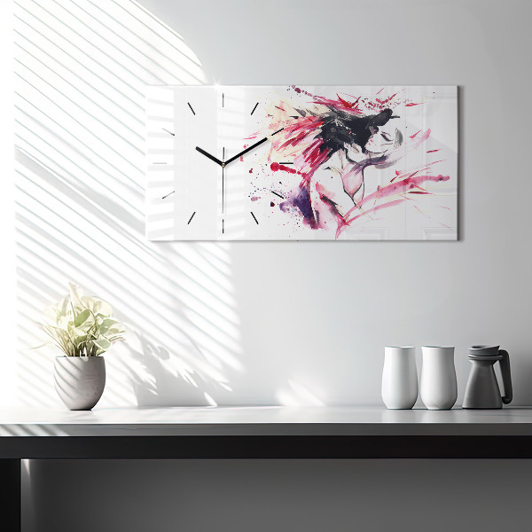 Horizontální hodiny na skle Abstraktní milenci