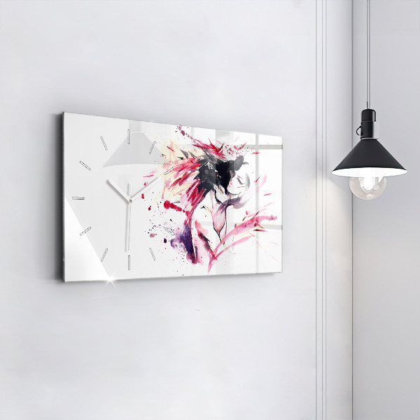 Horizontální hodiny na skle Abstraktní milenci