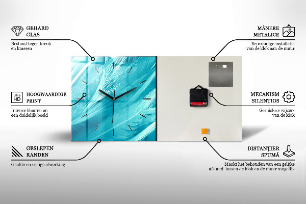 Horizontální hodiny na skle Abstraktní - Emoce