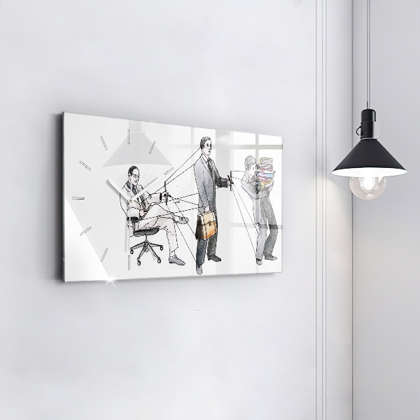 Horizontální hodiny na skle Lidé s marionetami