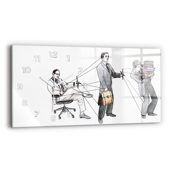 Horizontální hodiny na skle Lidé s marionetami