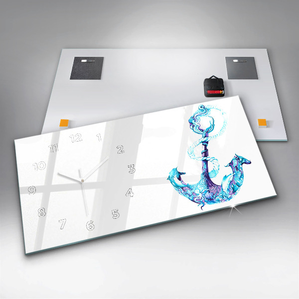 Horizontální hodiny na skle Mořská kotva