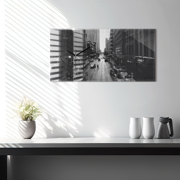 Horizontální hodiny na skle Ulice Chicaga
