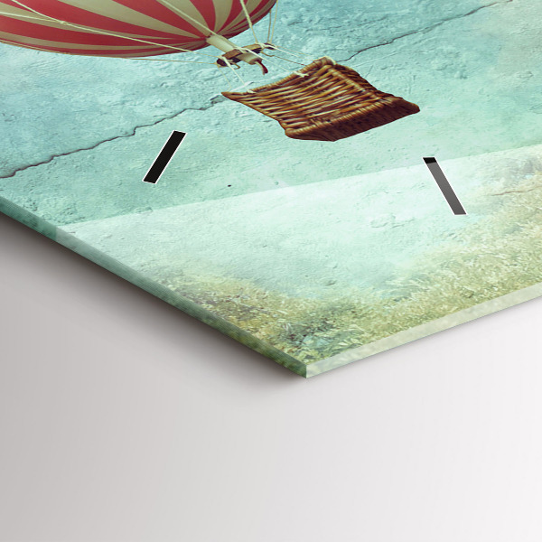 Horizontální hodiny na skle Balónky