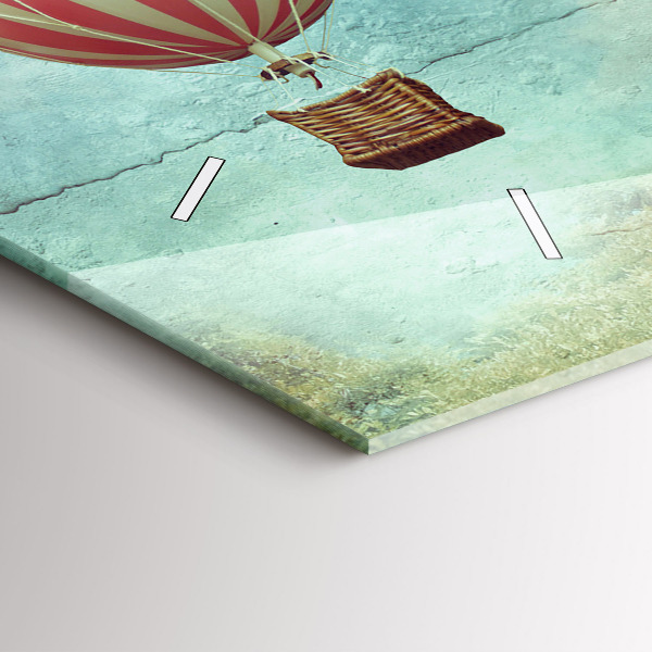 Horizontální hodiny na skle Balónky