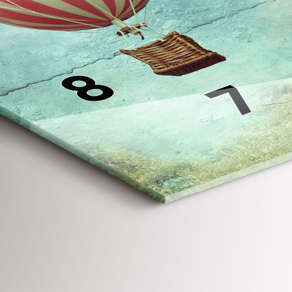 Horizontální hodiny na skle Balónky