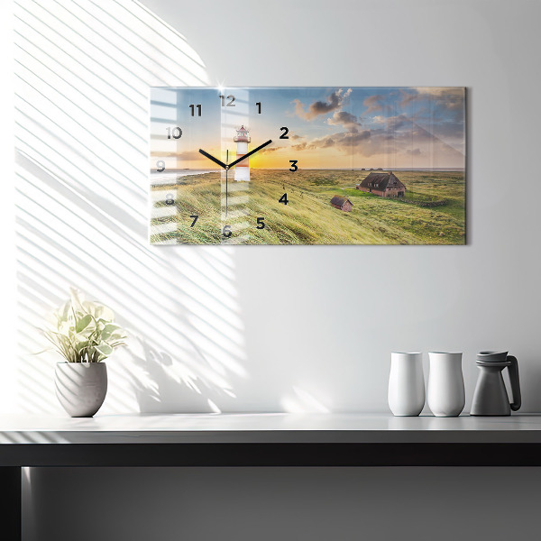 Horizontální hodiny na skle Maják