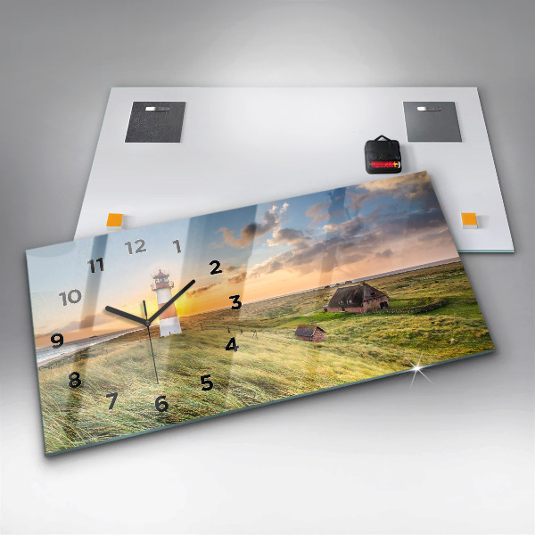 Horizontální hodiny na skle Maják