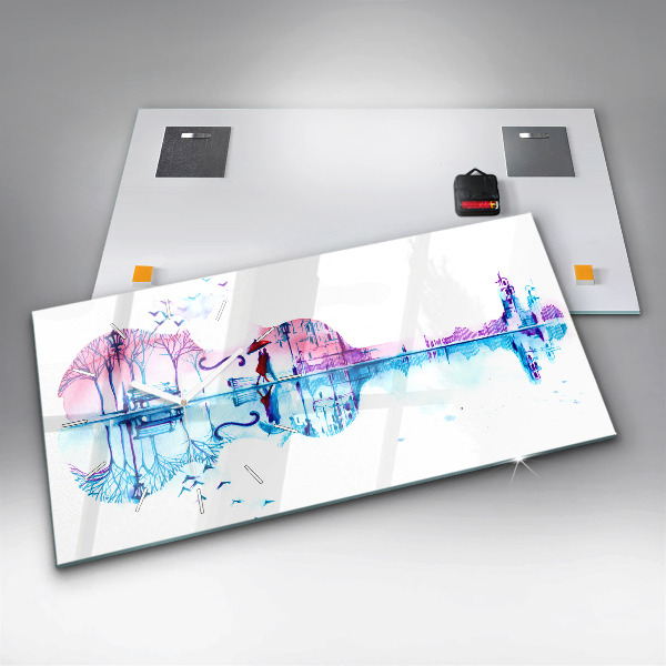 Horizontální hodiny na skle Jezero v parku Cello