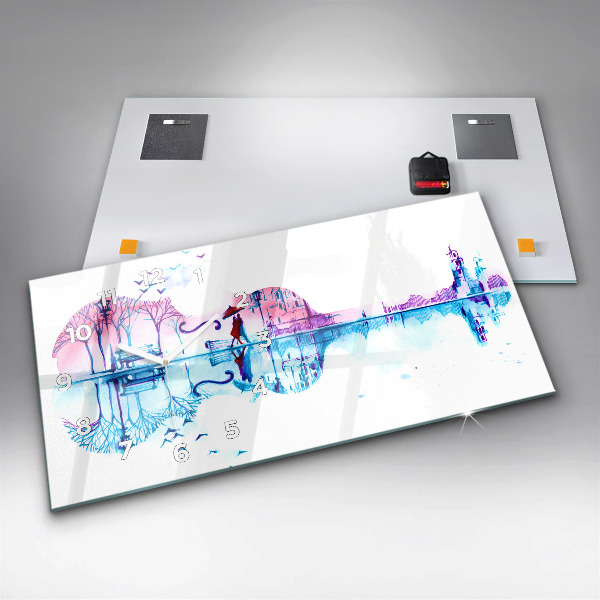 Horizontální hodiny na skle Jezero v parku Cello