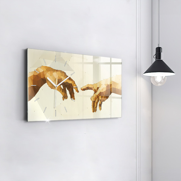 Horizontální hodiny na skle Stvoření Adama