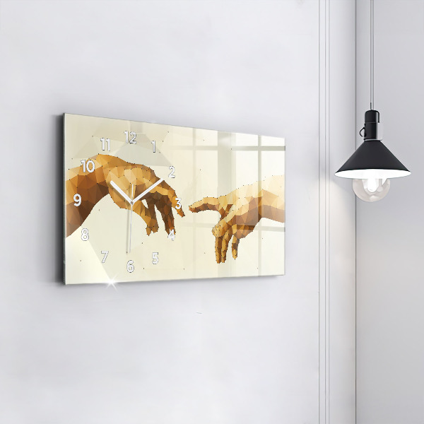 Horizontální hodiny na skle Stvoření Adama