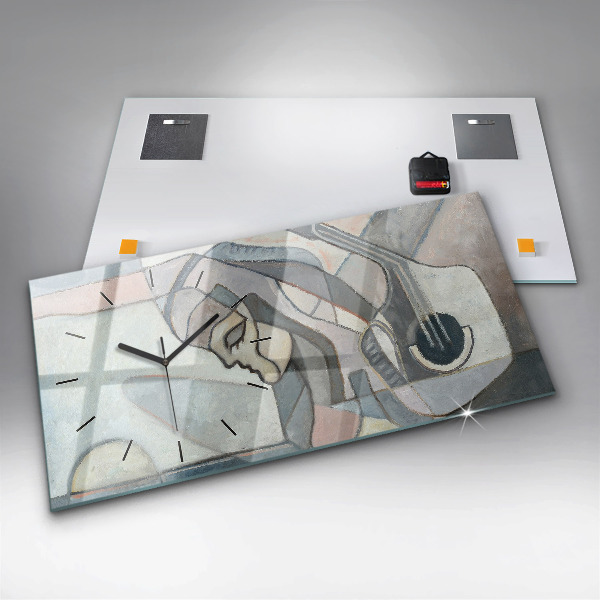 Horizontální hodiny na skle Abstraktní malba