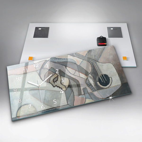 Horizontální hodiny na skle Abstraktní malba