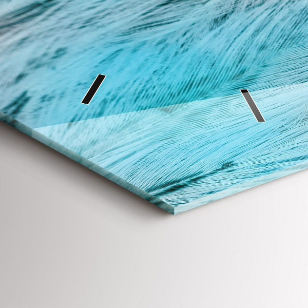 Horizontální hodiny na skle Barevné peří