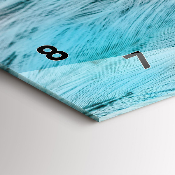 Horizontální hodiny na skle Barevné peří