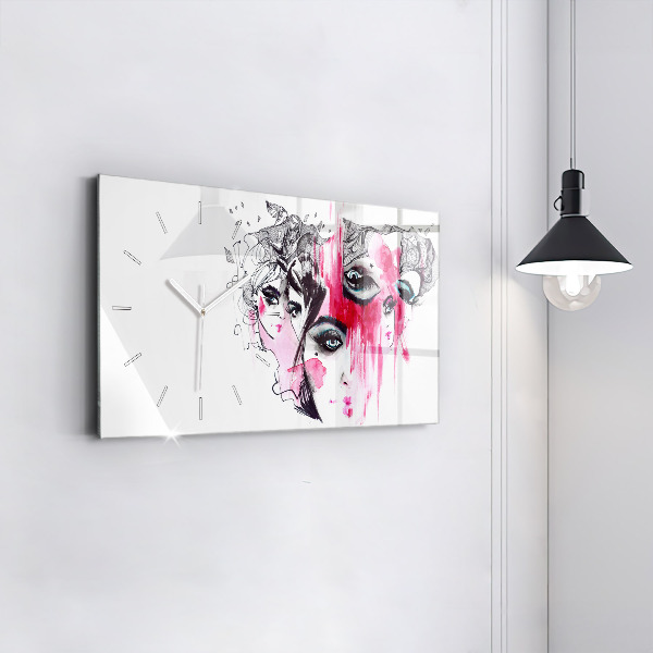 Horizontální hodiny na skle Mnoho tváří Abstraktní