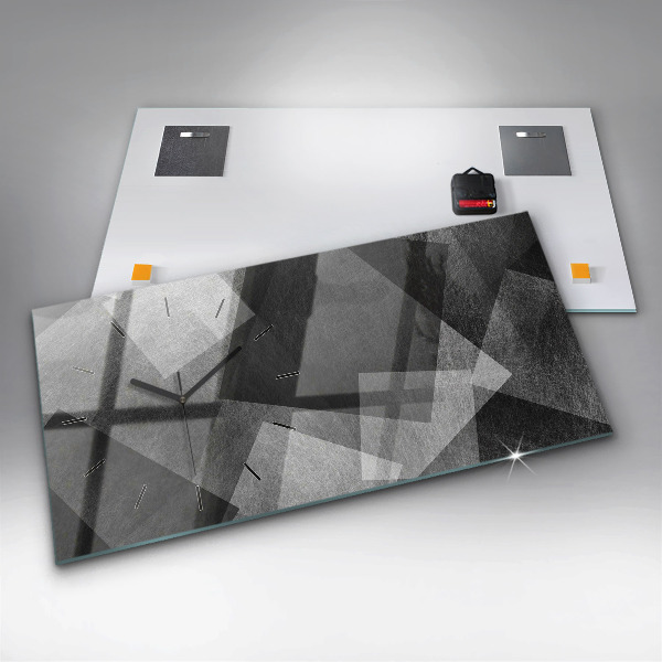 Horizontální skleněné hodiny na stěnu Geometrická abstrakce