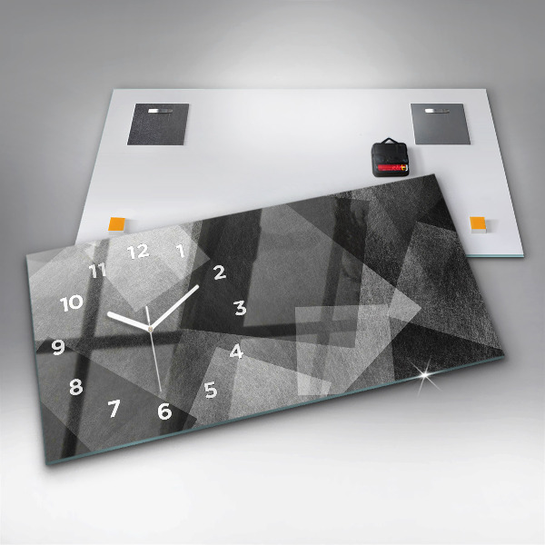 Horizontální skleněné hodiny na stěnu Geometrická abstrakce