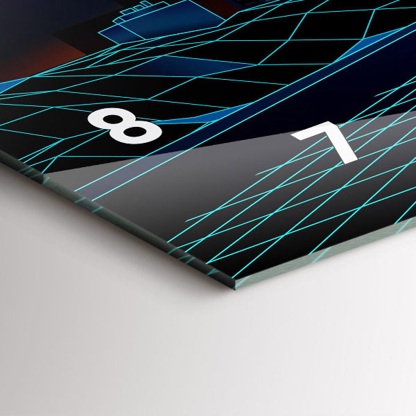 Horizontální skleněné hodiny na stěnu Město v kyberprostoru