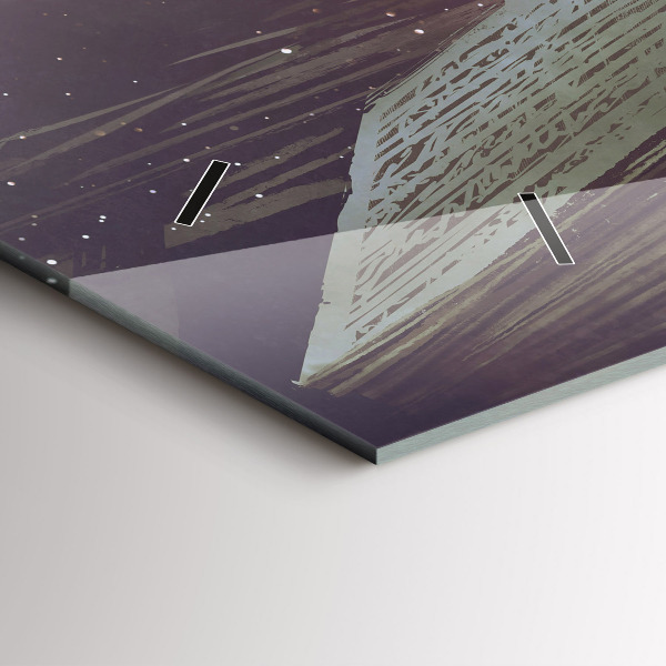 Horizontální skleněné hodiny na stěnu Abstraktní kniha