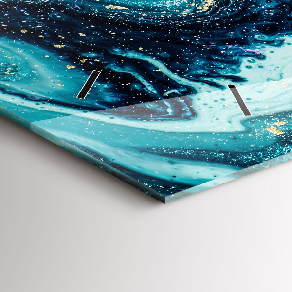 Horizontální skleněné hodiny na stěnu Abstraktní mramor