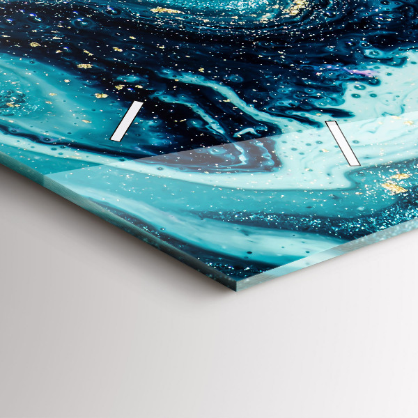 Horizontální skleněné hodiny na stěnu Abstraktní mramor