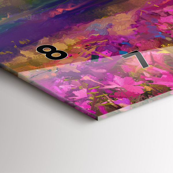 Horizontální skleněné hodiny na stěnu Krajina přírody a květin