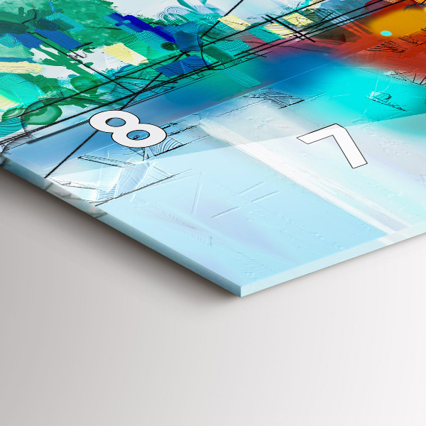 Horizontální skleněné hodiny na stěnu Abstraktní most