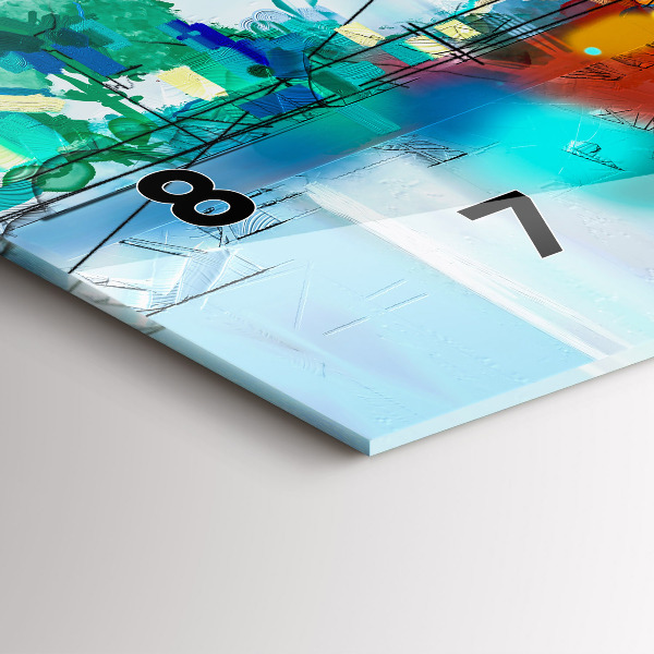 Horizontální skleněné hodiny na stěnu Abstraktní most